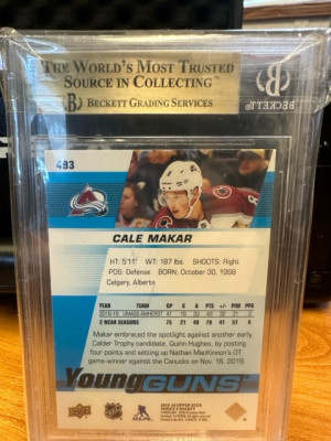 2019-20 Upper Deck Cale Makar Young Guns BGS 9.5 back